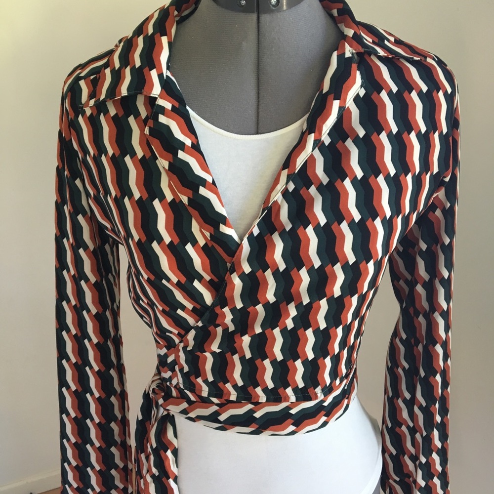 Brand New geometric wrap blouse